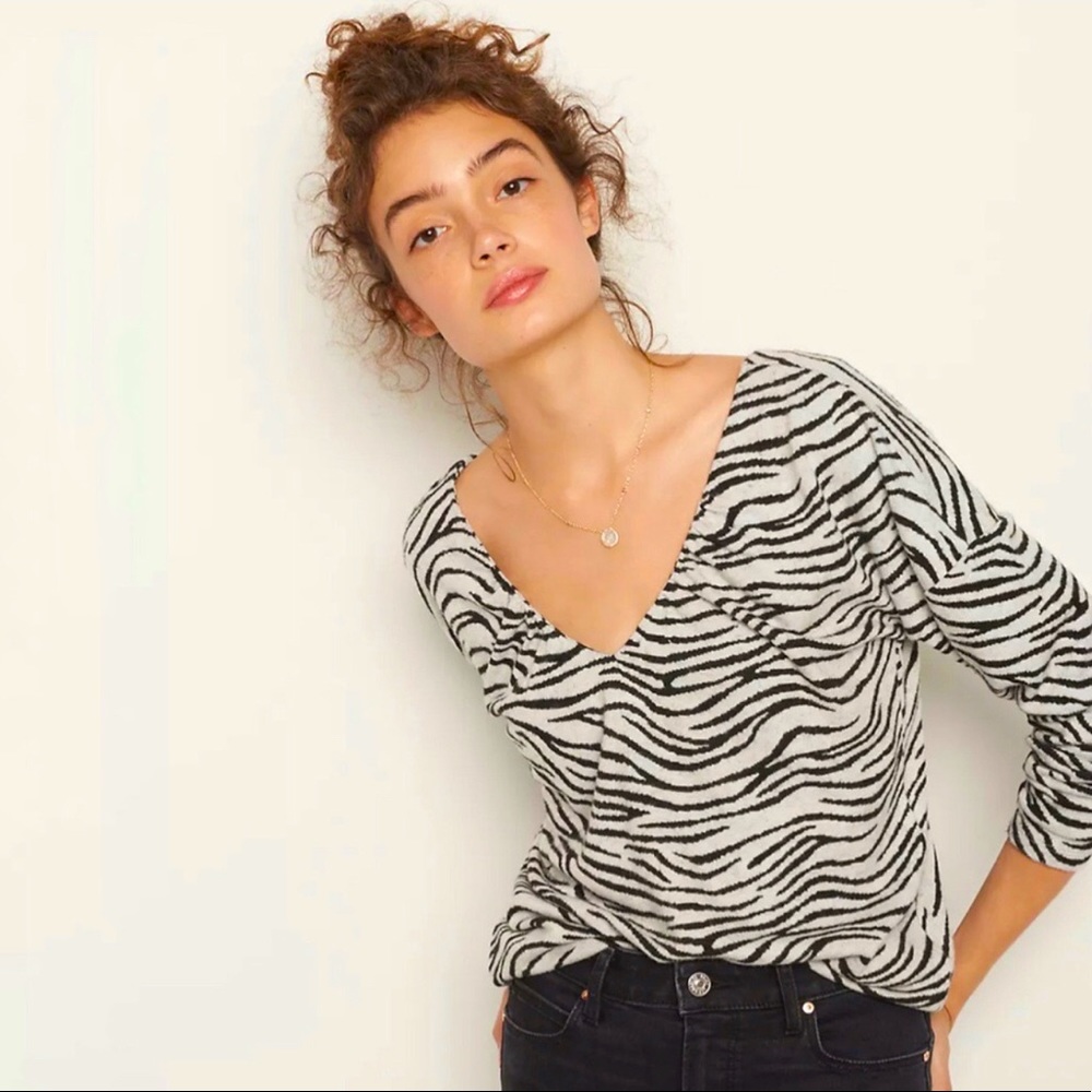 Anthropologie Maeve Taylor Zebra-Striped Sweater Sz S Western Boho Mobwife